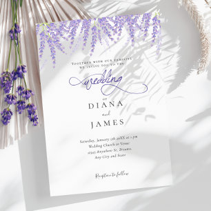 Invitación Elegante Boda de caligrafía de lavanda floral