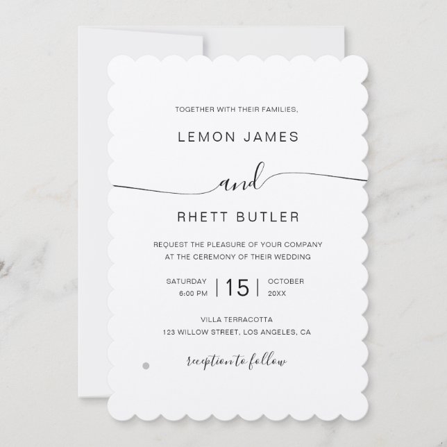Invitación Elegante Boda de caligrafía de lujo refinado (Anverso)