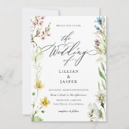 Invitación Elegante Boda de caligrafía de marco de flores sil