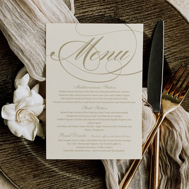 Invitación Elegante Boda de caligrafía de marfil y oro (Subido por el creador)