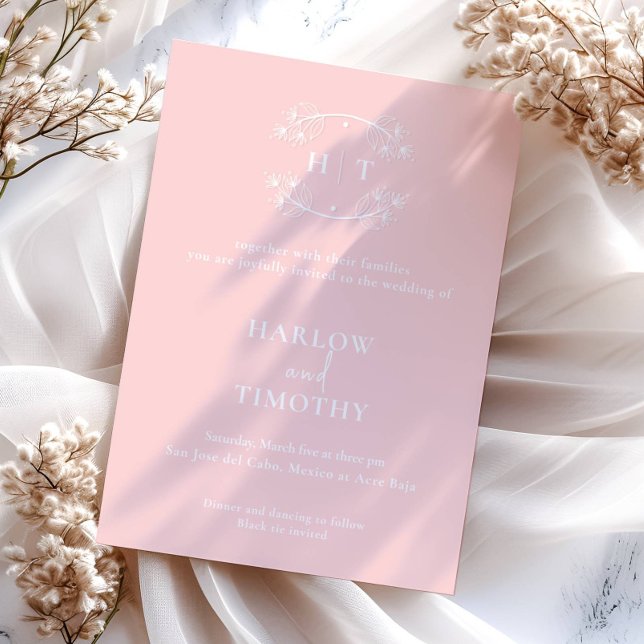 Invitación Elegante Boda de caligrafía de monograma blanco ro (Subido por el creador)