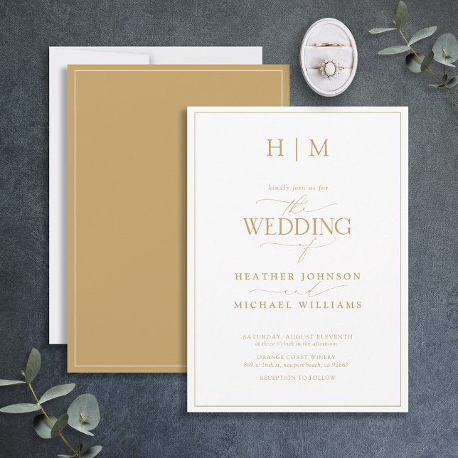 Invitación Elegante Boda de caligrafía de oro formal (Subido por el creador)