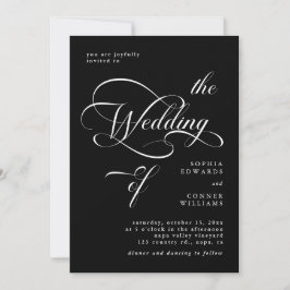 Invitación Elegante Boda de caligrafía elegante negro