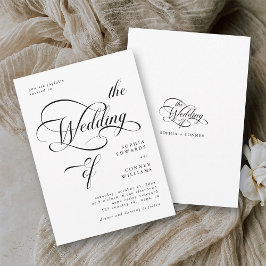 Invitación Elegante Boda de caligrafía elegante negro y blanc