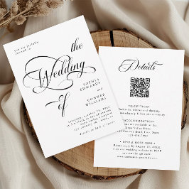 Invitación Elegante Boda de caligrafía elegante todo en uno