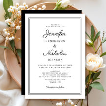 Elegante boda de caligrafía en blanco y negro