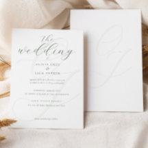 Elegante Boda de Caligrafía en Verde Suave Sage
