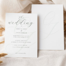 Invitación Elegante Boda de Caligrafía en Verde Suave Sage