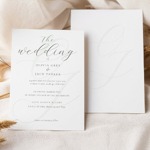 Invitación Elegante Boda de Caligrafía en Verde Suave Sage