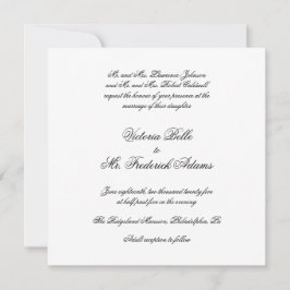 Invitación Elegante boda de caligrafía formal en blanco y neg