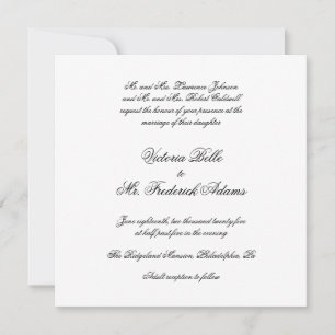 Invitación Elegante Boda de caligrafía formal en blanco y neg