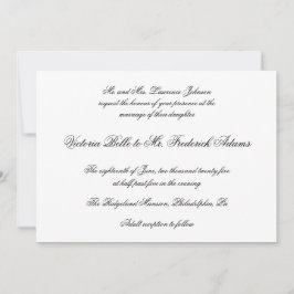 Invitación Elegante Boda de caligrafía formal en blanco y neg
