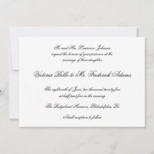 Invitación Elegante Boda de caligrafía formal en blanco y neg