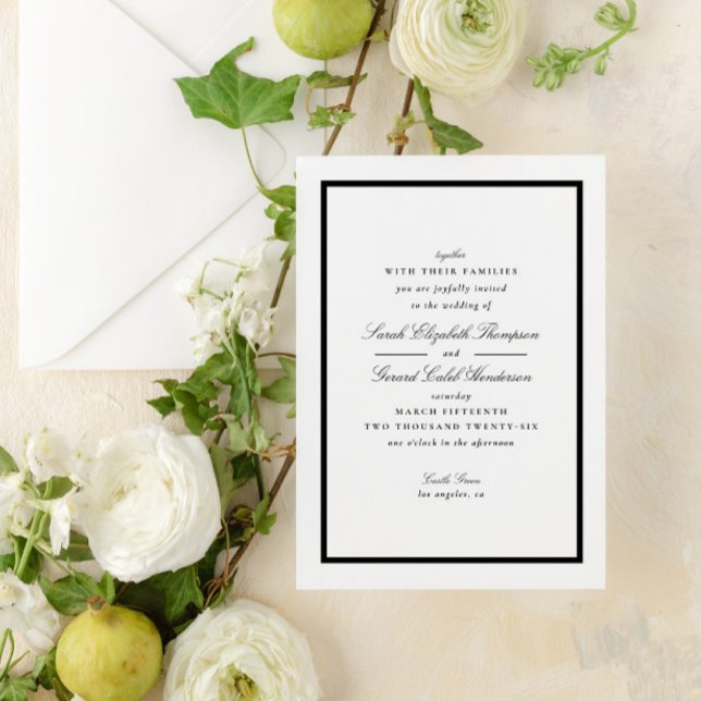 Invitación Elegante Boda de caligrafía formal en blanco y neg (Subido por el creador)