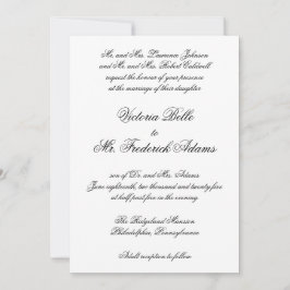 Invitación Elegante Boda de caligrafía formal en blanco y neg