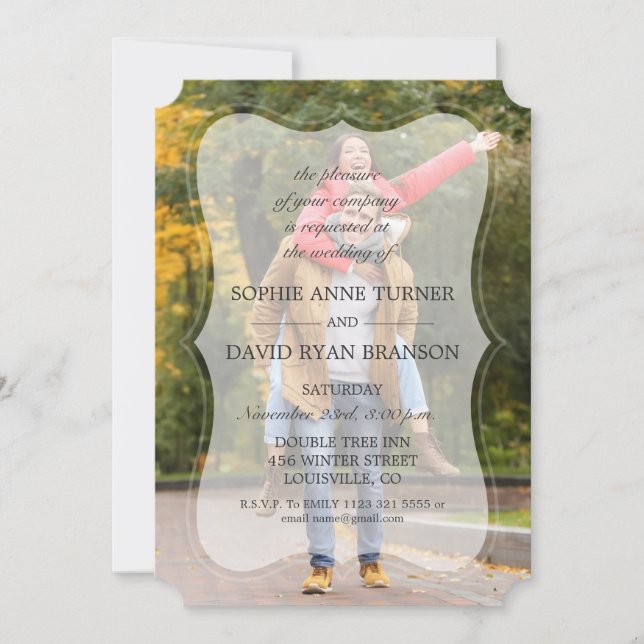 Invitación Elegante Boda de caligrafía fotográfica de Persona (Anverso)
