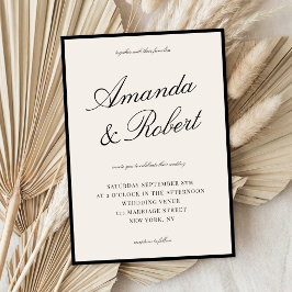 Invitación Elegante Boda de Caligrafía Marfil Dinero Antiguo