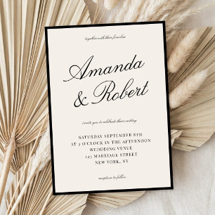 Invitación Elegante Boda de Caligrafía Marfil Dinero Antiguo