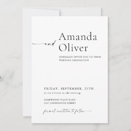 Invitación Elegante Boda de caligrafía Minimalista