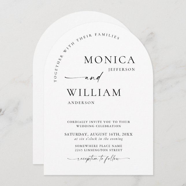 Invitación Elegante Boda de caligrafía Minimalista (Anverso / Reverso)