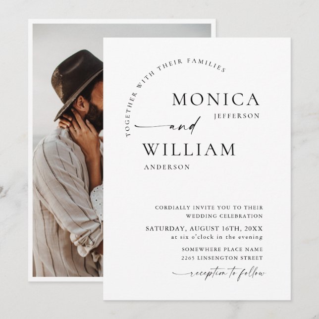 Invitación Elegante Boda de caligrafía Minimalista (Anverso / Reverso)
