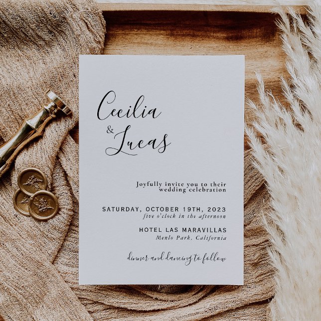 Invitación Elegante Boda de caligrafía Minimalista (Subido por el creador)