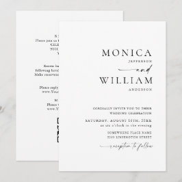 Invitación Elegante Boda de caligrafía Minimalista