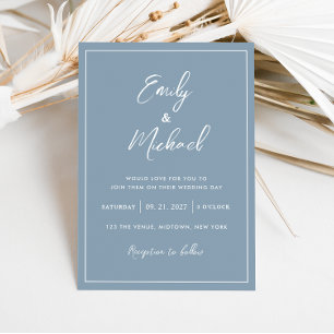 Invitación Elegante Boda de caligrafía minimalista azul turqu