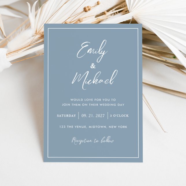 Invitación Elegante Boda de caligrafía minimalista azul turqu (Subido por el creador)