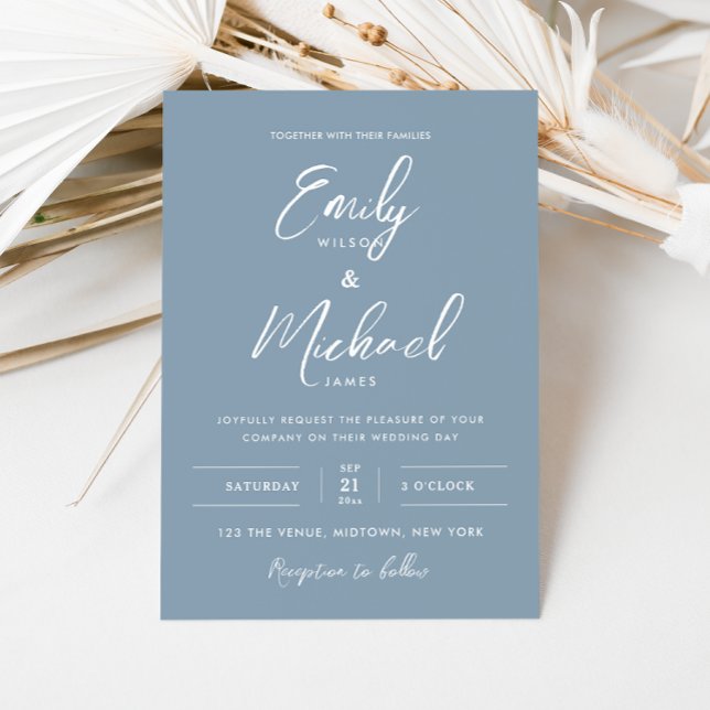 Invitación Elegante Boda de caligrafía minimalista azul turqu (Subido por el creador)