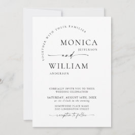Invitación Elegante Boda de caligrafía Minimalista código QR