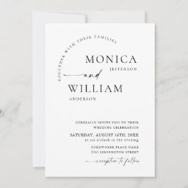 Invitación Elegante Boda de caligrafía Minimalista código QR