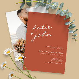 Invitación Elegante Boda de caligrafía Minimalista Terracotta