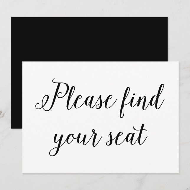 Invitación Elegante Boda De Caligrafía Por Favor Encuentre Su (Anverso / Reverso)