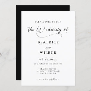 Invitación Elegante boda de caligrafía romántica