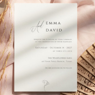 Invitación Elegante Boda de Caligrafía Simple en Blanco y Neg