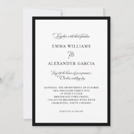 Invitación Elegante Boda de caligrafía todo en un negro