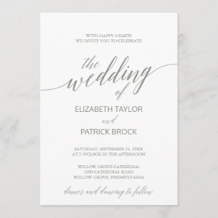 Invitación Elegante Boda de caligrafía verde sabana