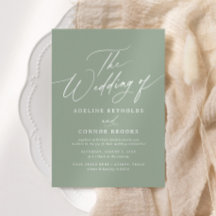 Elegante Boda de caligrafía verde sabana