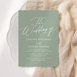 Invitación Elegante Boda de caligrafía verde sabana