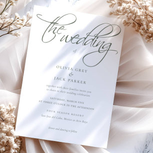 Invitación Elegante Boda de caligrafía verde sabana