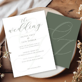 Invitación Elegante Boda de caligrafía verde sabana