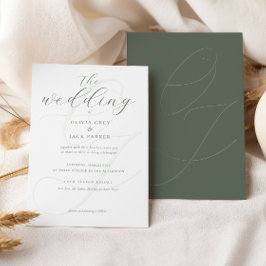 Invitación Elegante Boda de caligrafía verde sabana