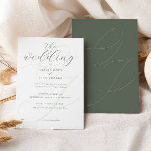 Invitación Elegante Boda de caligrafía verde sabana
