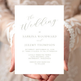 Invitación Elegante Boda de caligrafía verde sabio