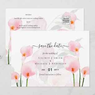 Invitación Elegante Boda De Calla Rosa Lily Guardar Fecha Cód