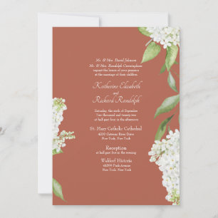 Invitación Elegante Boda de canela de hidrangea blanca
