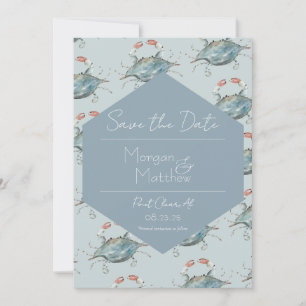 Invitación Elegante Boda de cangrejo acuarela Guardar la fech