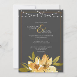 Invitación Elegante Boda de carbón vegetal gris, amarillo y c