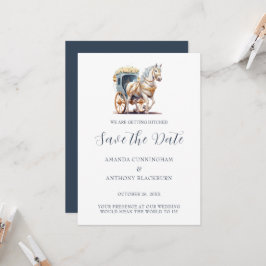 Invitación Elegante Boda de Carrito de Caballo con Escurrimie